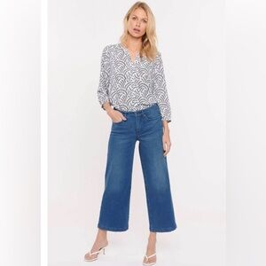 NYDJ Teresa Wide Leg Ankle Jeans Size 8 Lift Tuck Blue Denim 27” Inseam
